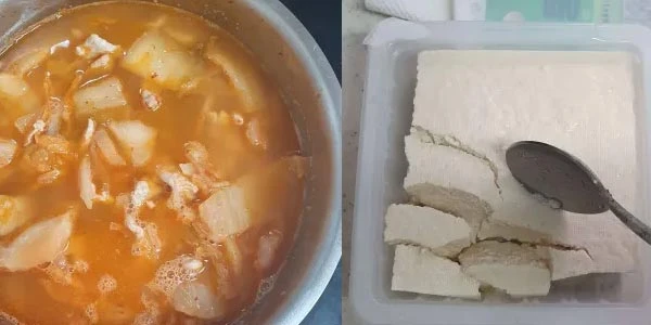 돼지고기 김치찌개 잡내 제거하기 : 두부넣기